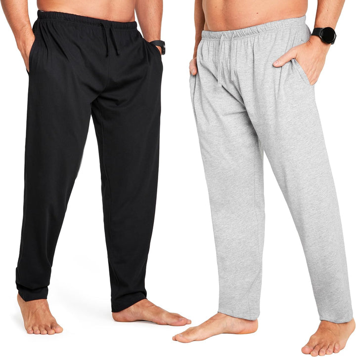 CityComfort Herren Schlafanzughose Lang mit Seitentaschen & elastischem Bund, 2er Pack 4XL Bund mit