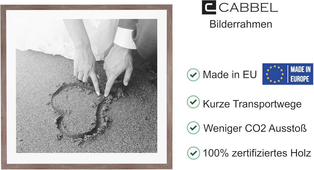 CABBEL 1x Bilderrahmen 60x60 cm Eiche Dunkel Rahmen 1-Pack | Dokumentenrahmen, Collage, Poster | MDF