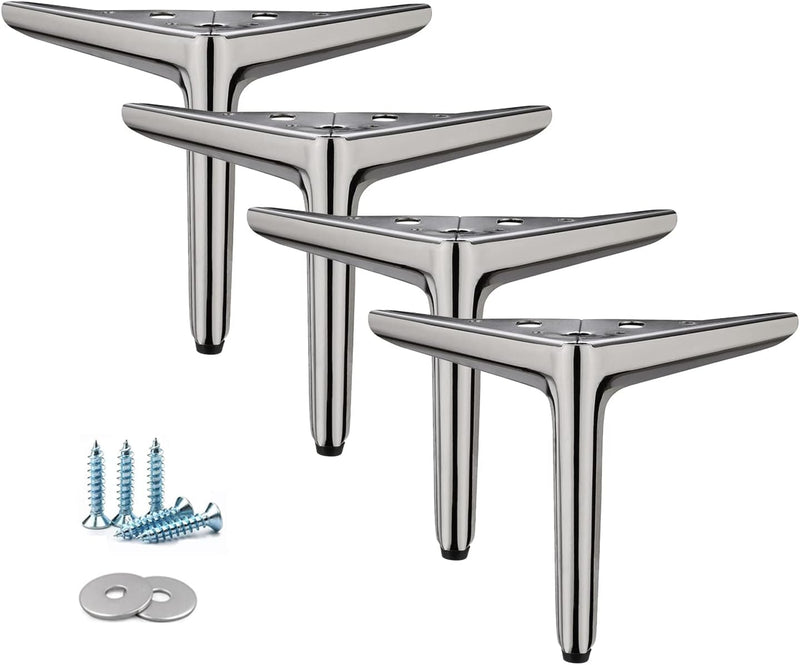 Qrity 4 Stück 15cm Schwarzes Titan Dreieckige Möbelbeine, Galvanik-Polierverfahren, geeignet für Sch