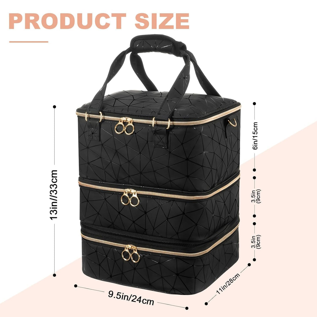 Uross Nagellack Organizer für 84 Nagellackflaschen und 1 LED-Nagellampe, Nagellack Aufbewahrung Tasc