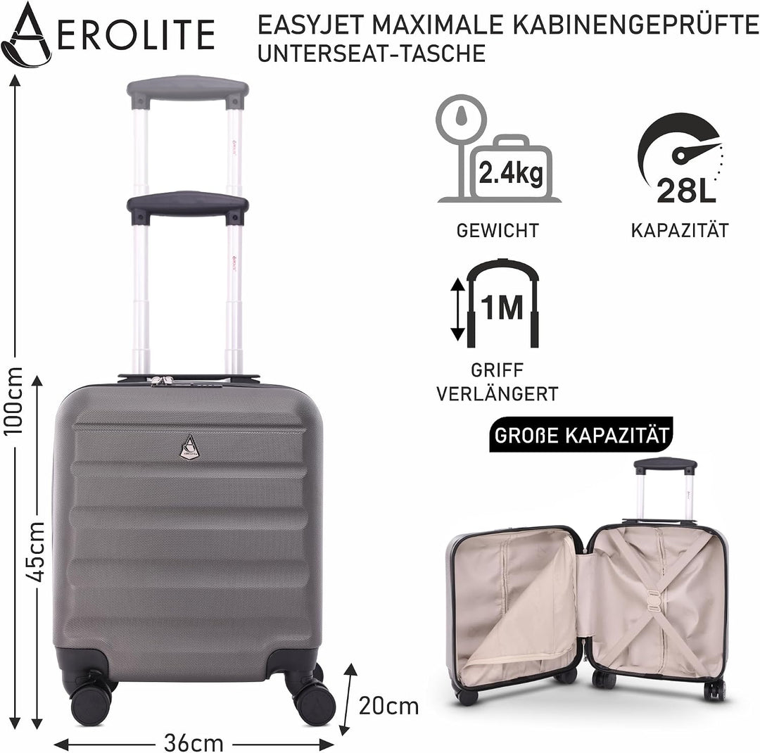 Aerolite 45x36x20cm easyJet Maximale Koffer ABS Leichter Hartschale Kabinentrolley Untersitz Trolley