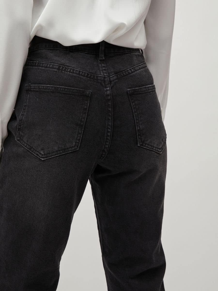 Vila Damen Vimommie Dl Hw Mom Blk-Noos Jeans 36W / 32L Black Denim, 36W / 32L Black Denim