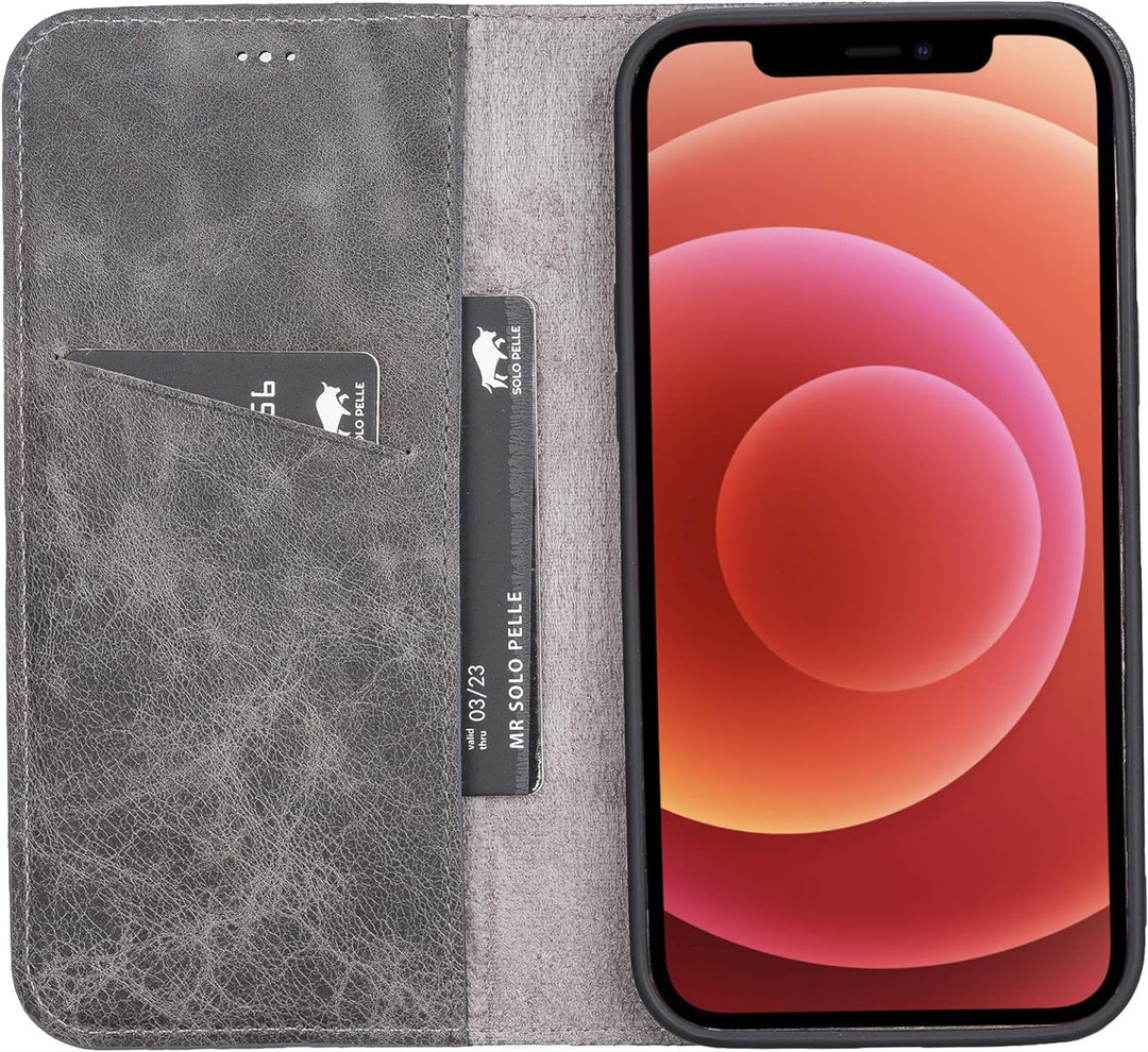 Solo Pelle aufklappbare Lederhülle kompatibel für iPhone 12 Pro Max in 6.7 Zoll inkl. 1 Kartenfach f