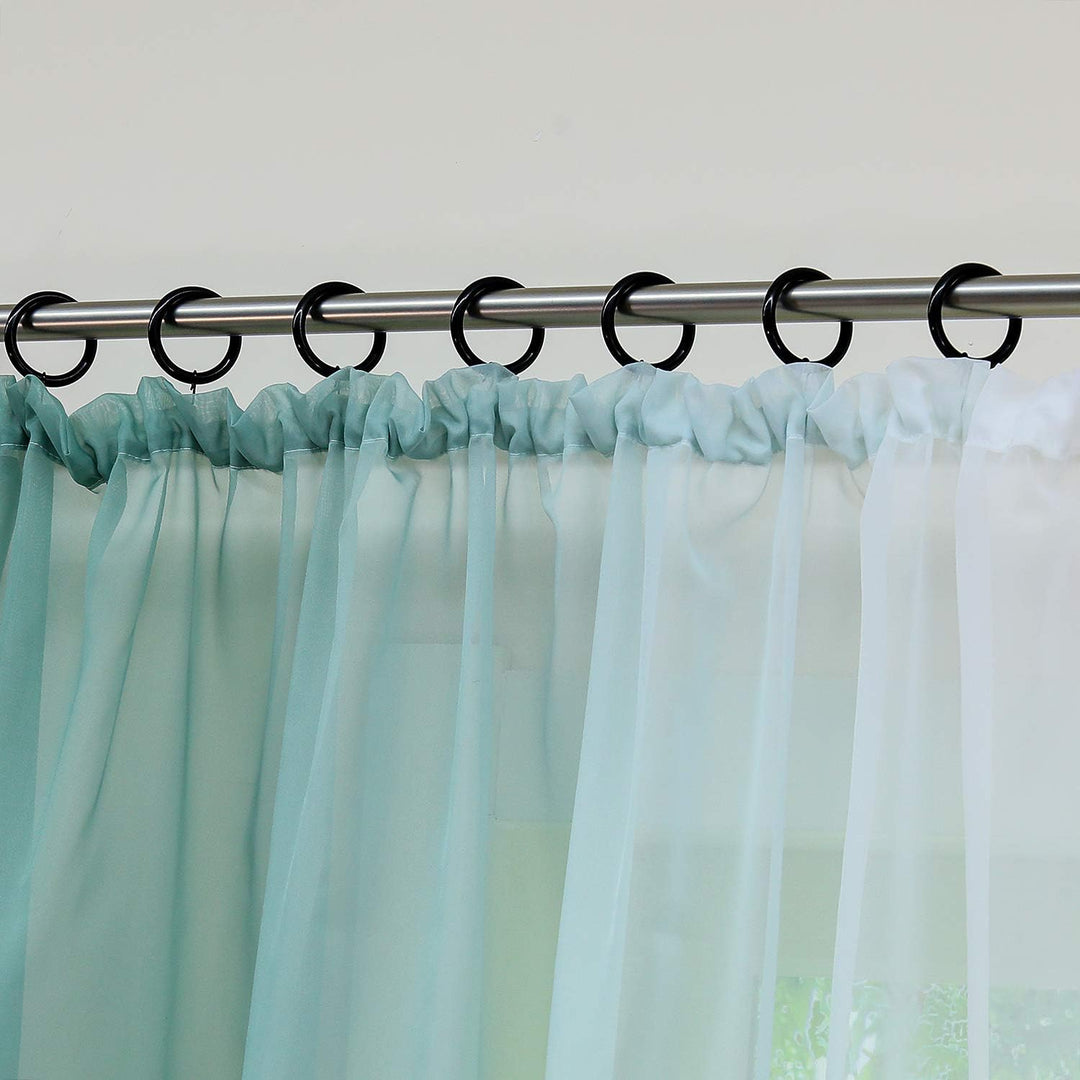 HongYa 2er-Pack Farbverlauf Gardinen Transparenter Voile Vorhänge Schals mit Kräuselband H/B 245/140