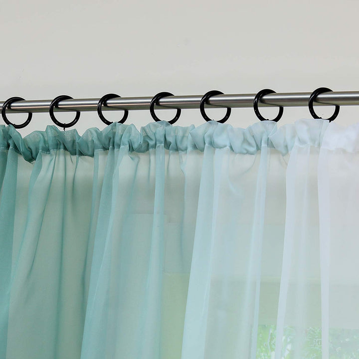 HongYa 2er-Pack Farbverlauf Gardinen Transparenter Voile Vorhänge Schals mit Kräuselband H/B 245/140