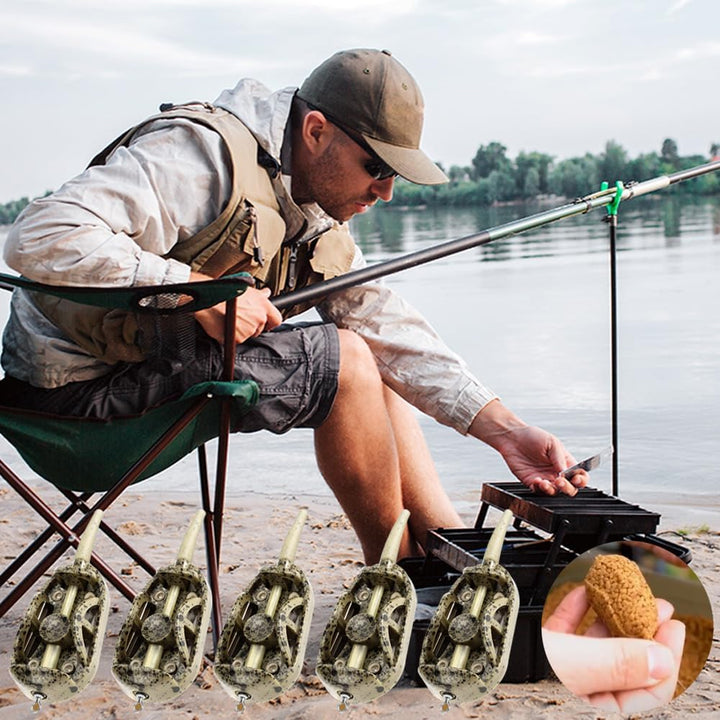 Flat Method Feeder 5pcs Angeln Inline Feeder Zubehör mit Köderbox Fishing Feeder Karpfenangeln Feede