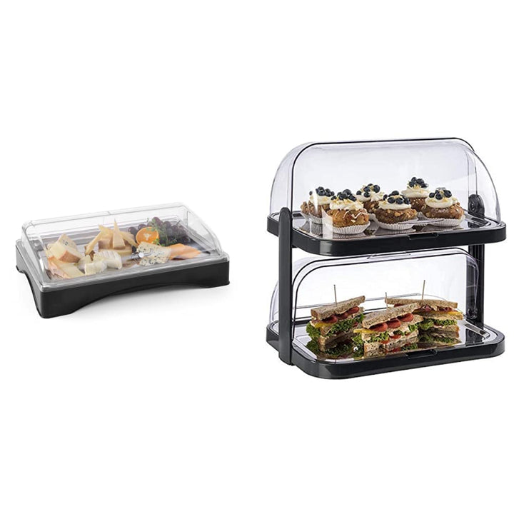 HENDI Buffet-Vitrine, gekühlt, set mit Kühlakkus, 555x357x(H)175mm & APS Buffetvitrine „Doppeldecker