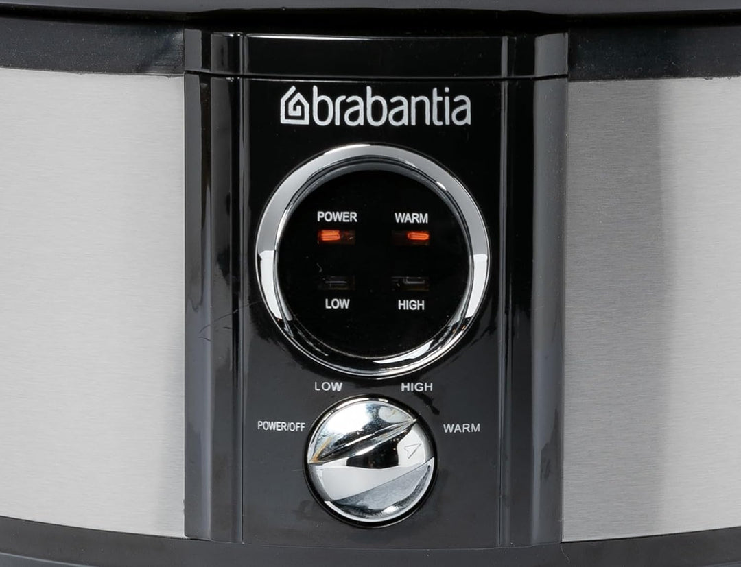 Brabantia Slow Cooker, Antihaftbeschichtung, drei verschiedene Heizstufen, Kontrollleuchte, abnehmba