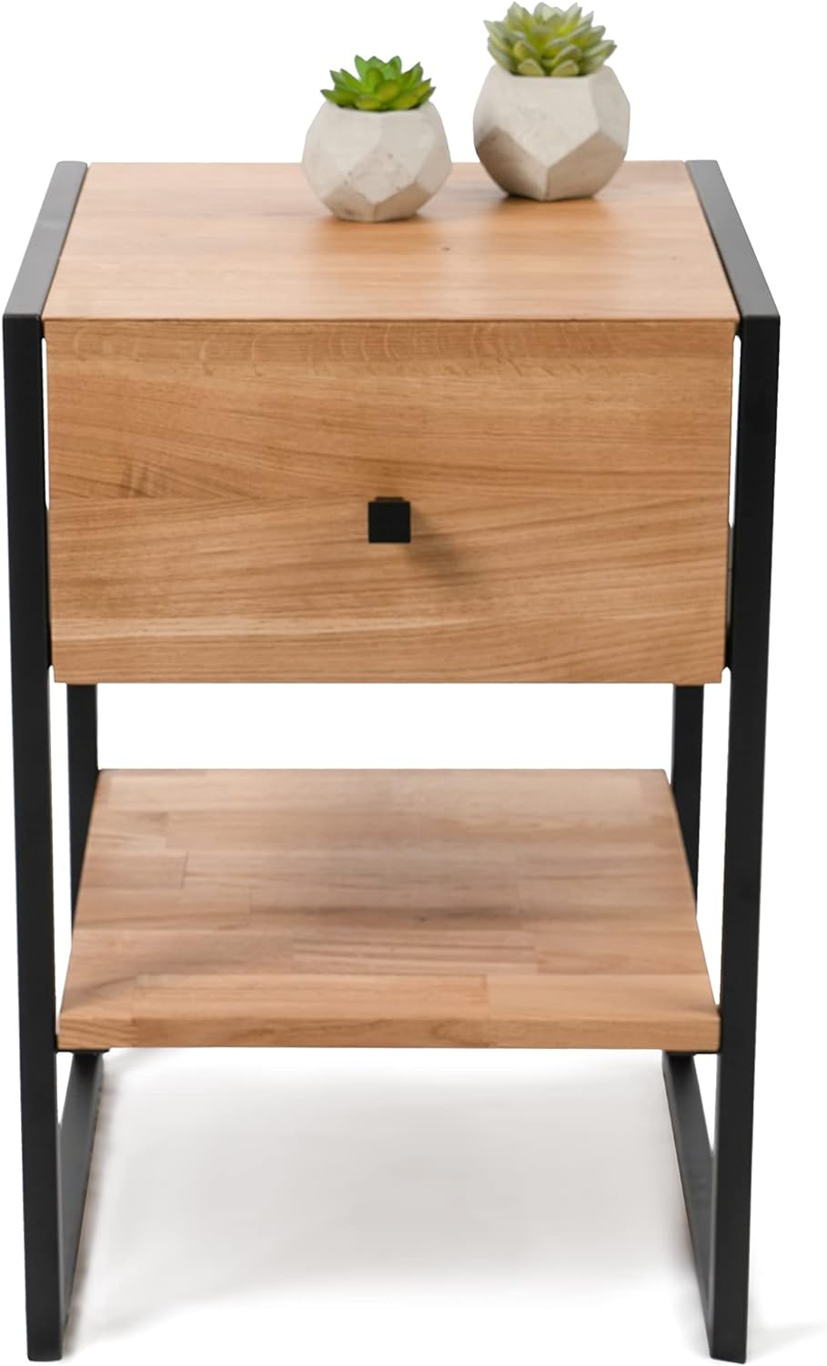 M2 Kollektion Bolzano1 Beistelltisch, Eiche, Holz Wildeiche, Metall Schwarz, 40x60x40