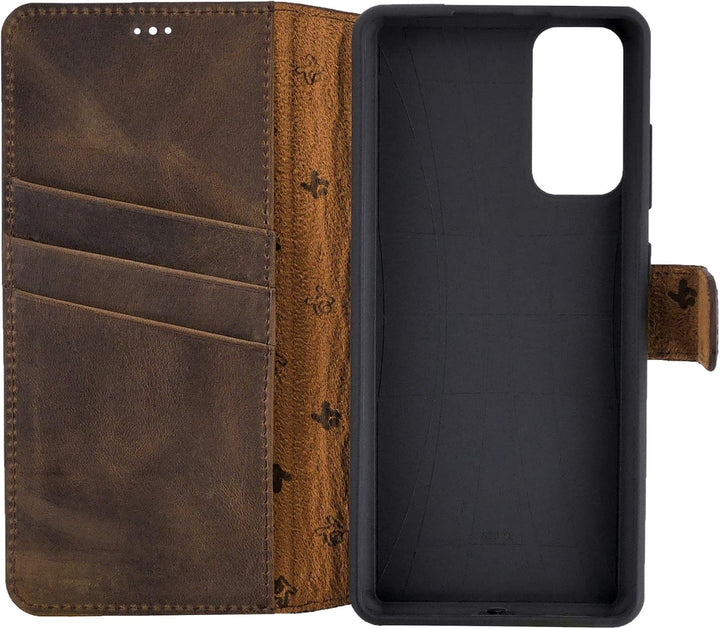 Suncase Book-Style Hülle kompatibel mit Samsung Galaxy S20 FE Leder Tasche (Slim-Fit) Lederhülle Han