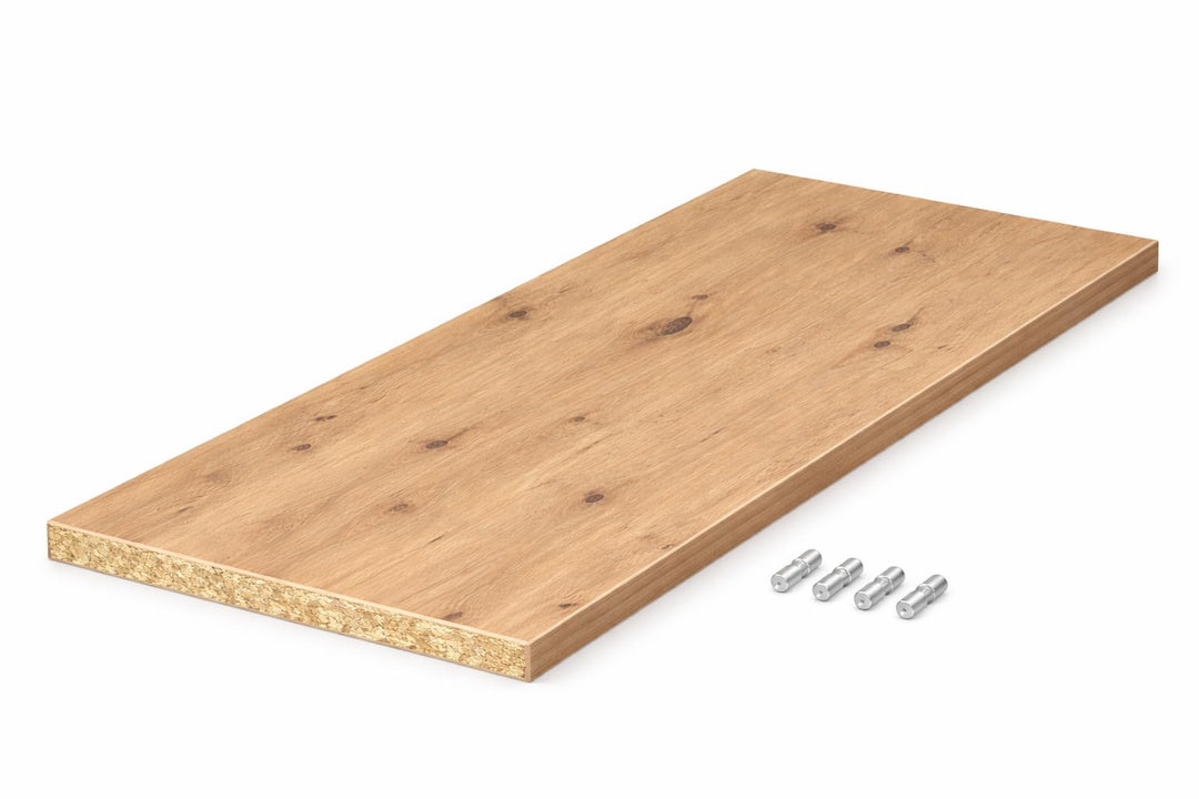 Einlegeboden nach Mass Dekorspanplatte 19mm mit ABS-Kante und Haltern Eiche ASTIG (140 x 30 cm), 140