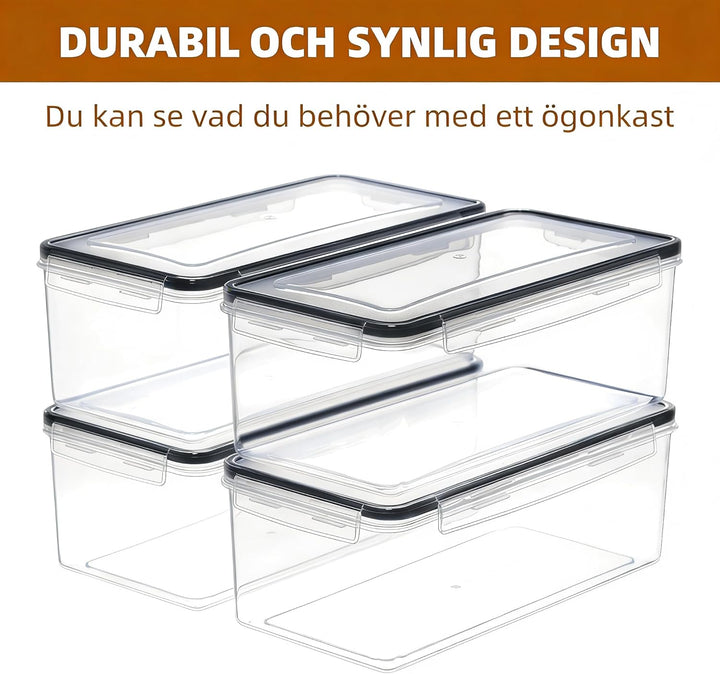 stusgo 4PCS 3.2L luftdicht Lebensmittel Lagerung Container mit Deckel, Kunststoff Pasta Jar für Past