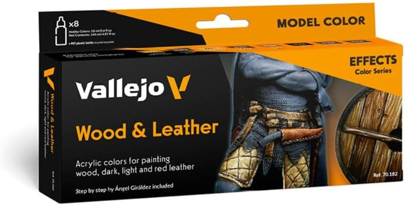 Vallejo VJ70182 70182 Farbset, Holz & Leder, 8x17 ml, Rot Single, Single