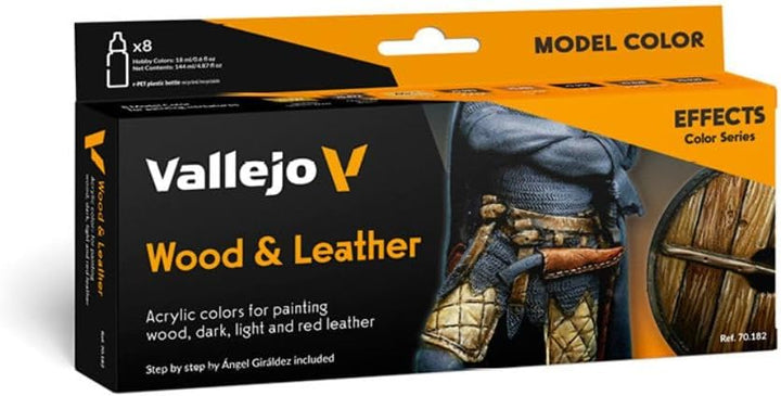 Vallejo VJ70182 70182 Farbset, Holz & Leder, 8x17 ml, Rot Single, Single