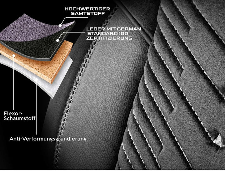 Autositzbezüge Universal für PKW & SUV – Premium Vordersitze Auto Sitzbezug aus Samt, Schwarz-Grau,