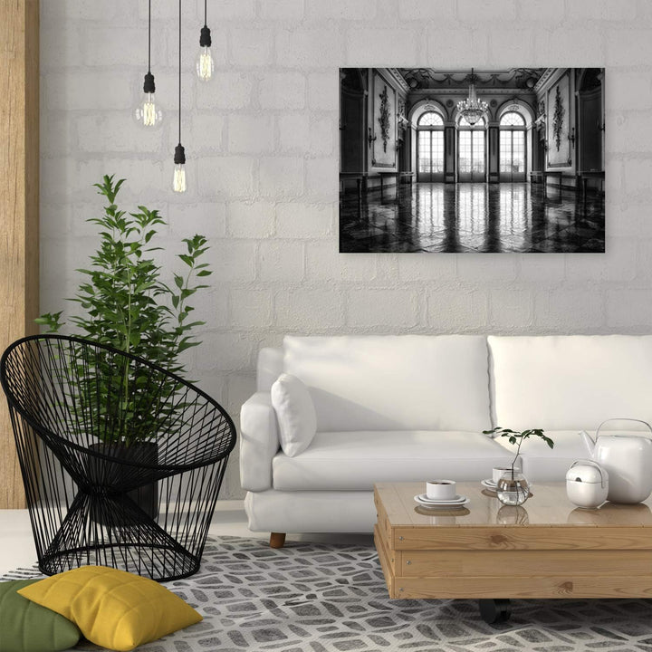 Feeby Wandbild Architektur Modern Deko Kunst Bilder schwarz-weiss 90x60 cm Deko Paneel 90x60 cm Schw