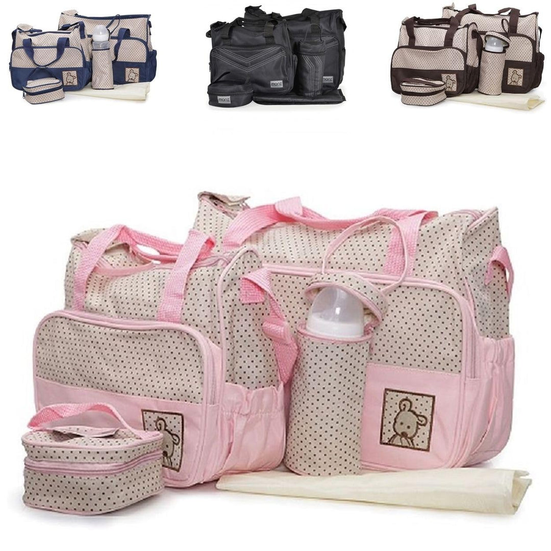 Moni Wickeltasche Stella, Set mit Wickelunterlage, Isoliertasche f. Babyflaschen Rosa, Rosa