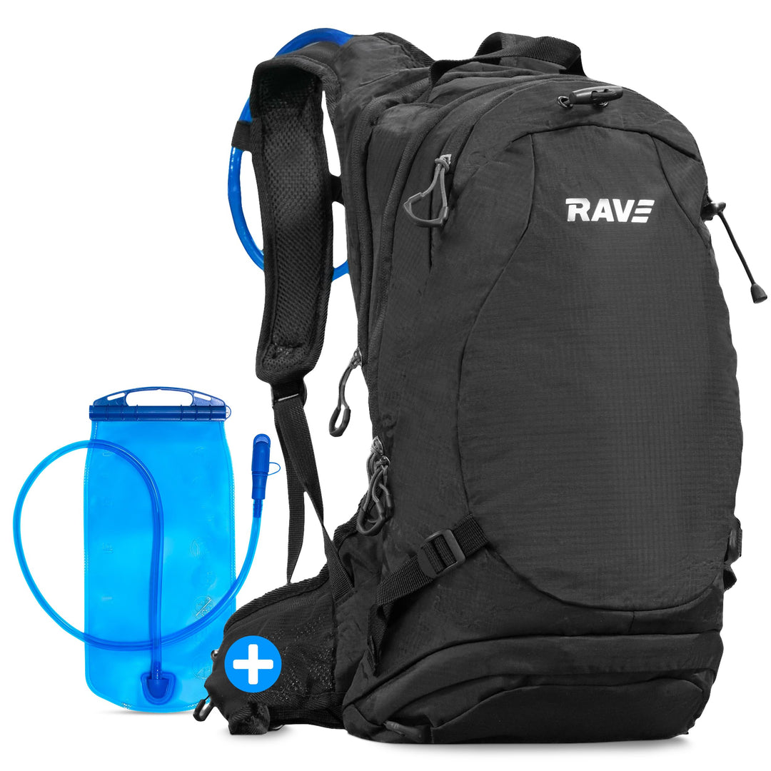RAVE Bike &amp; Outdoor Rucksack Fahrradrucksack Trekkingrucksack 10L schwarz inkl. 2L Trinkblase