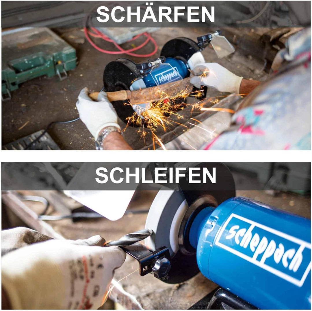 Scheppach Doppelschleifer SM200AL Schleifmaschine Schleifgerät | 500W Leistung | Verstellbarer Funke