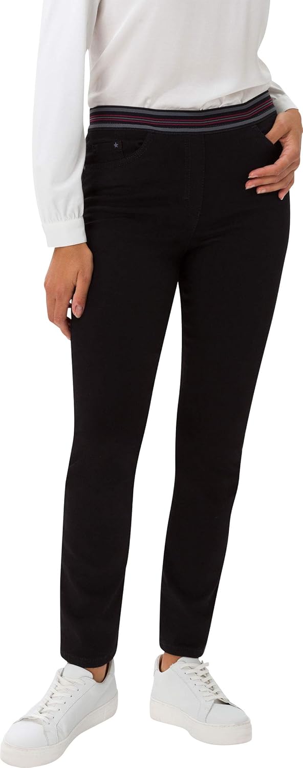 Raphaela by Brax Damen Style Lillyth Line Rundum Schlupf Jersey Super Slim Hose 42W / 32L Schwarz, 4