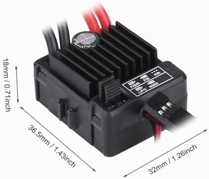 Pissente Brushed ESC 60A Wasserdichter Geschwindigkeitsregler mit Integriertem Kondensator für 1/10