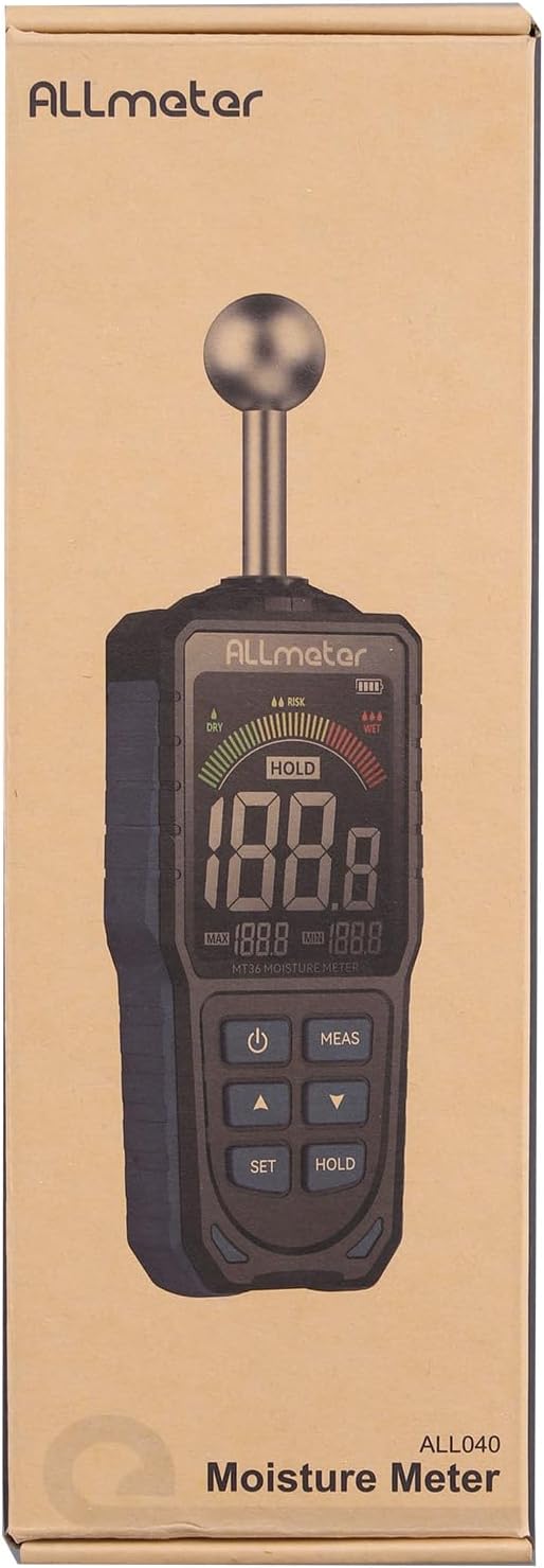 ALLmeter Wiederaufladbar Feuchtigkeitsmessgerät Feuchtigkeitsmesser 5-40 mm Analysetiefe mit Stoffbe