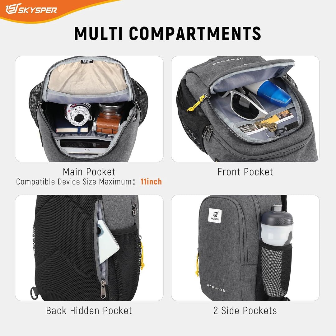SKYSPER Schultertasche Brusttasche RFID Sling Bag Herren Leichte Umhängetasche Anti-Diebstahl Crossb