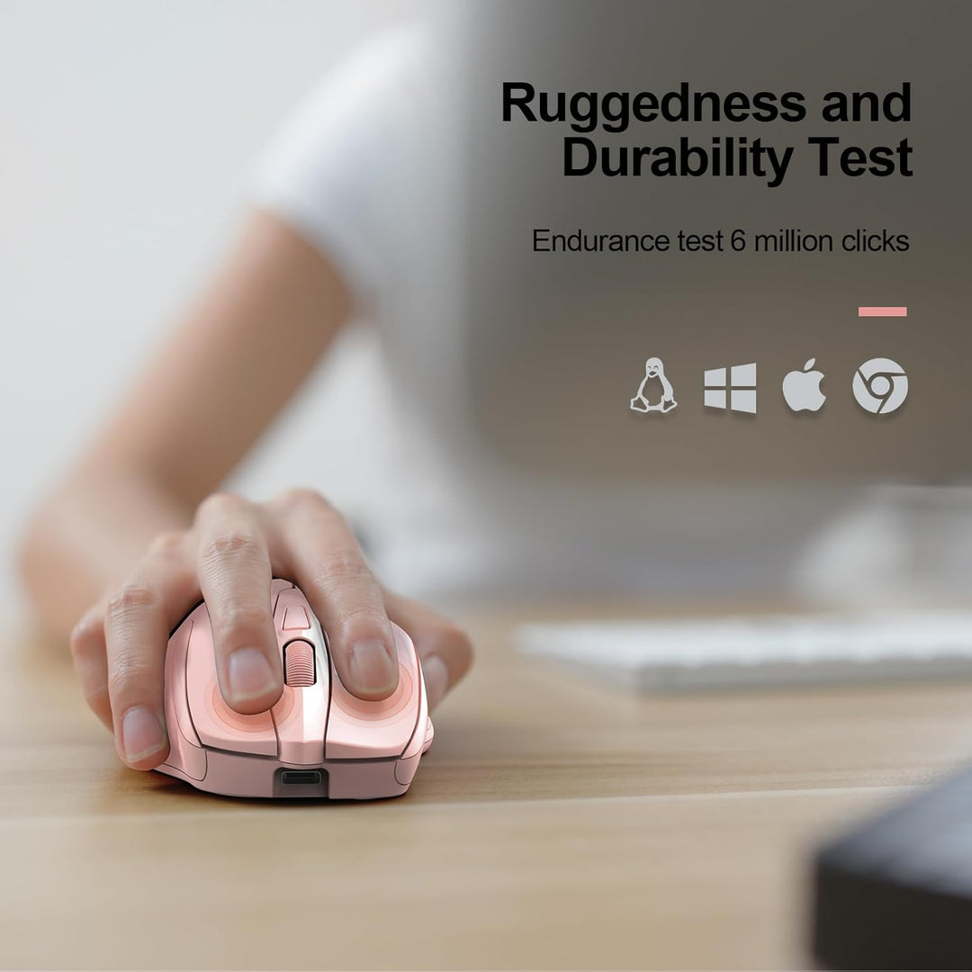 TECKNET Wiederaufladbare, 2.4G Kabellose Maus mit leisem Klick, 4800 DPI, 6 Einstellbar, Ergonomisch