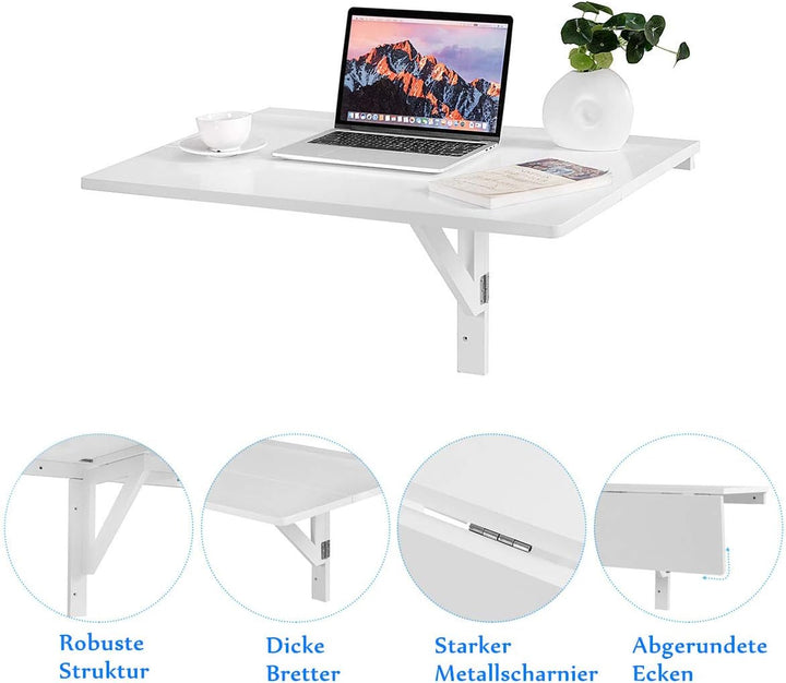 RELAX4LIFE Wandtisch klappbar, platzsparender Esstisch, Schreibtisch für Esszimmer &amp; Studierzimmer,