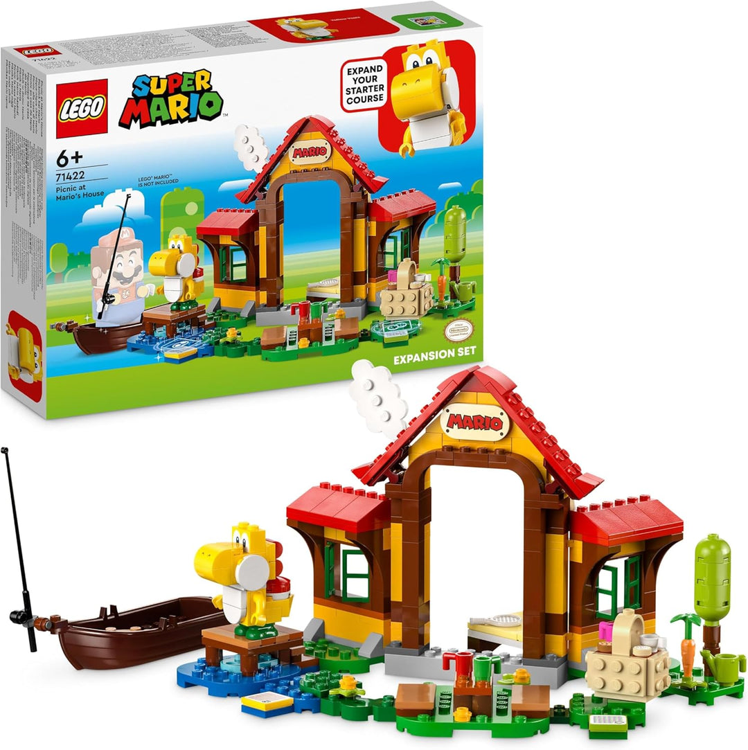 LEGO 71422 Super Mario Picknick bei Mario – Erweiterungsset, Spielzeug mit gelber Yoshi-Figur zum Ko