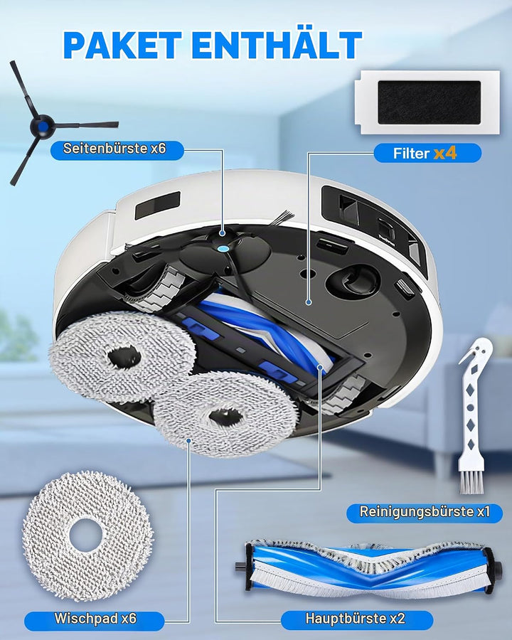 19 Stück Ersatzteile für ECOVACS T30 Omni/ T30 PRO Omni/ T30S/ T30S PRO Staubsauger, Zubehörset für