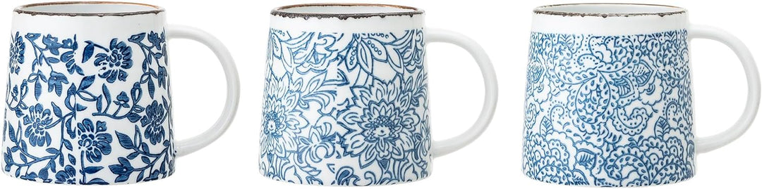 Bloomingville Tassen Molly, blau, Keramik, 3er Set