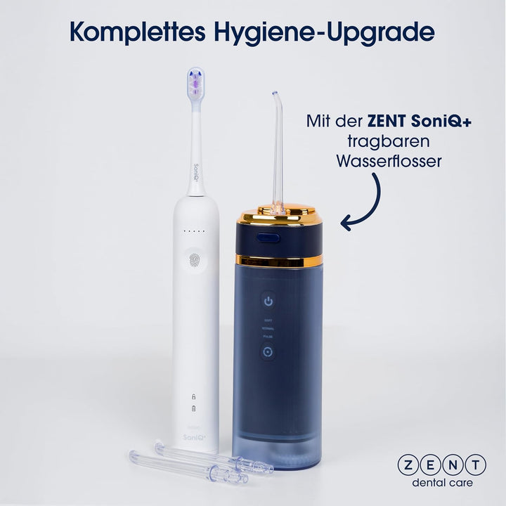 ZENT Munddusche kabellos, Water flosser für Reise, Erweiterte 360°-Rotationstechnologie, 3 Spezielle