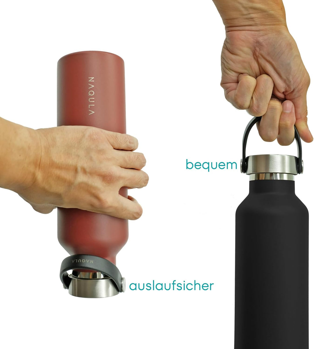 Thermosflasche 500ml mit Tragegriff und abnehmbarem Sieb f Tee od Früchte. Edelstahl Trinkflasche au