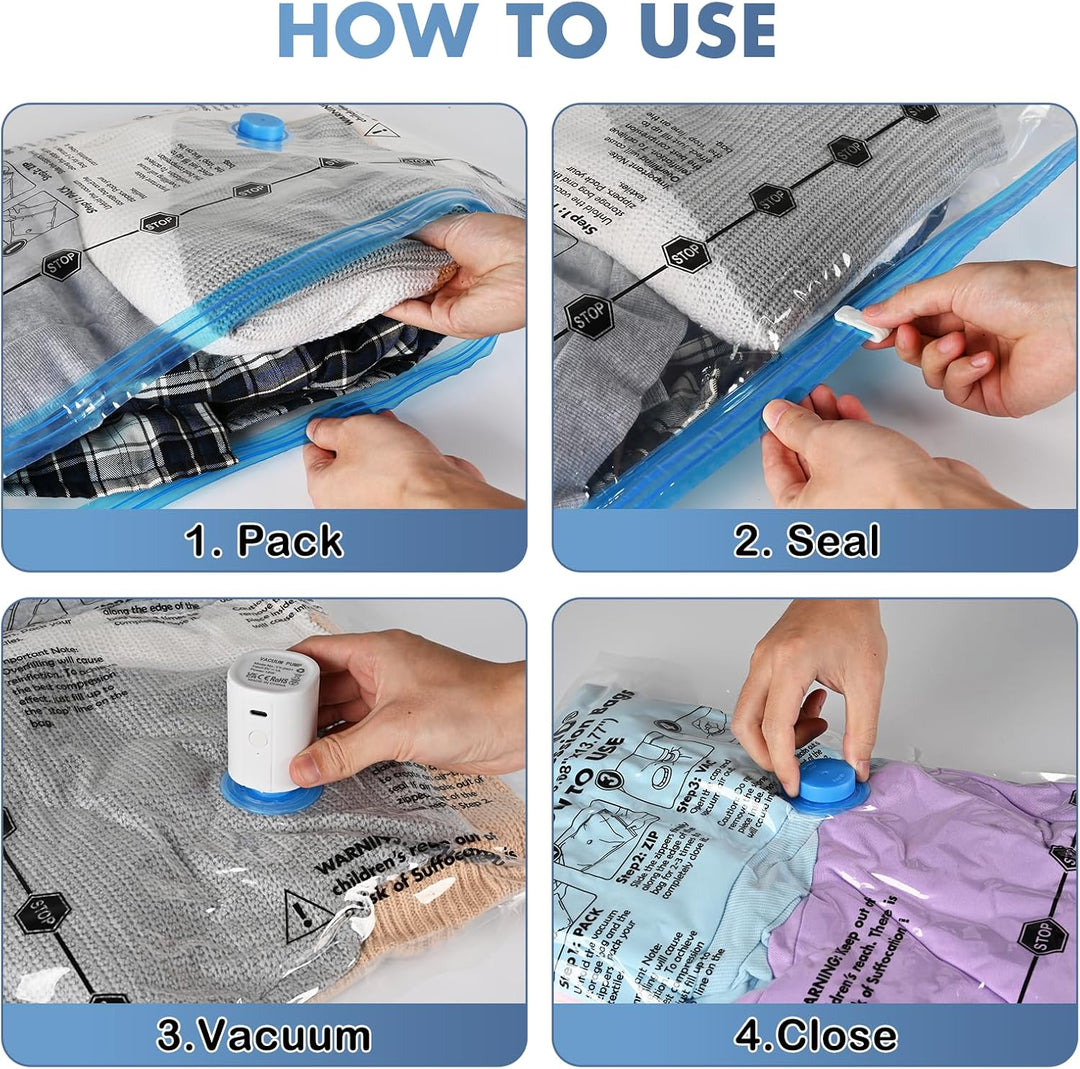 BoxLegend Reise Vakuumbeutel mit Elektropumpe 6 Stück Vakuum Aufbewahrungsbeutel 2S+2XS+2XXS Vakuum
