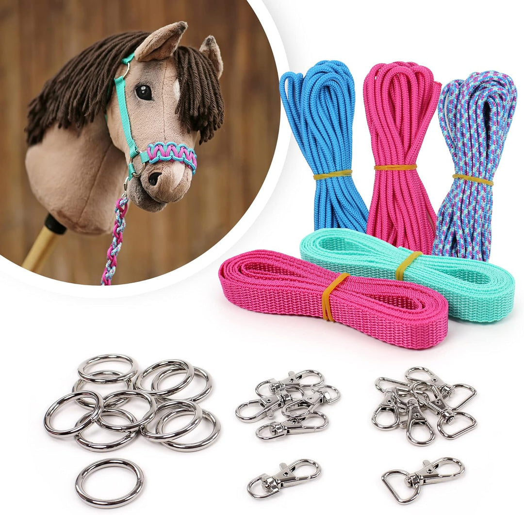 Hobby Horse Halfter Materialset aqua/pink (Anleitung separat erhältlich)