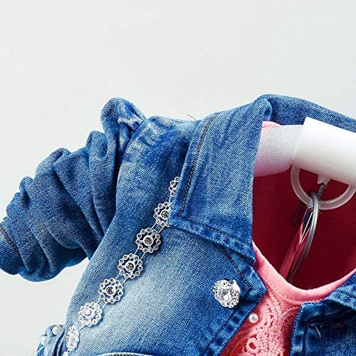 Peacolate 6M-4Jahre Baby Mädchen Kleidungsset 3 Stück Rock mit Spitze Jeans und Jeansjacke im Button