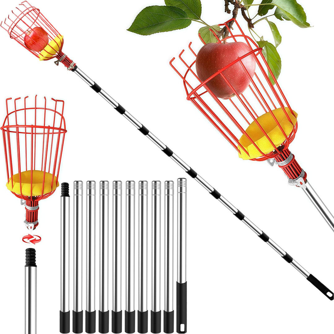 4BAOHUI 4,3M Apfelpflücker mit Teleskopstiel, Obstpflücker, Kirschenpflücker mit Leichter Edelstahl