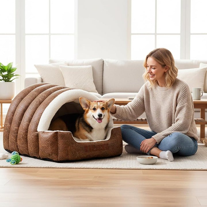 Galatée Hundebett, Weiches Katzenhöhlenbett Mit Abnehmbarem Kissen, Warmer Tierunterstand, Süsses Ka