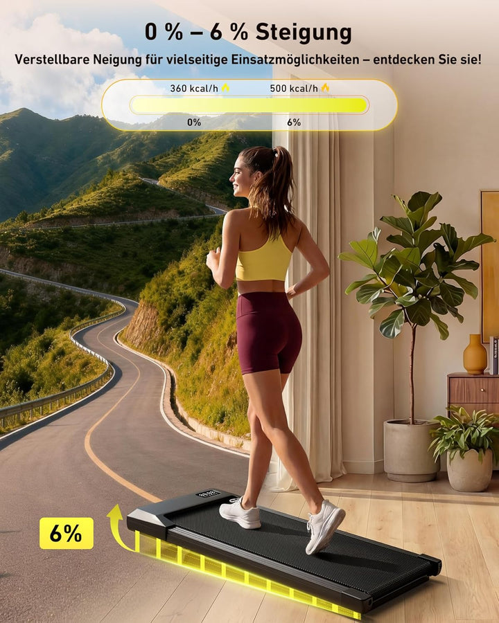 MJWW Raceable Walking Pad mit 6%-9% Steigung, 2.5/3.0 HP Klappbares Laufband für Zuhause & Büro mit