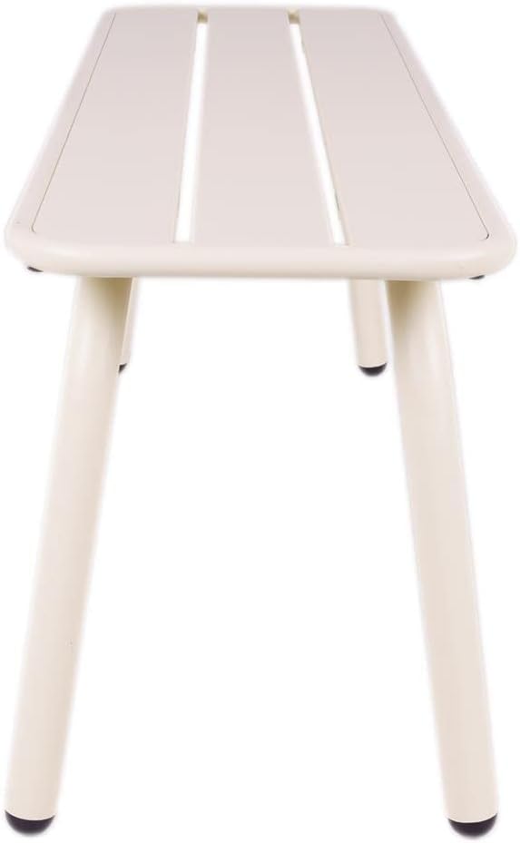 MaximaVida Gartenbank Max aus Metall 120 cm Elfenbein- ohne Rückenlehne 120 x 35 x 45 cm Elfenbein,