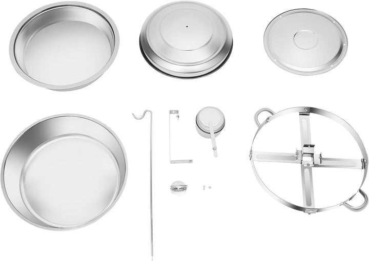 7.5L Edelstahl Rund Chafing Dish, Speisenwärmer Profi Set, Warmhaltebehälter, mit Brennstoffpastenbe