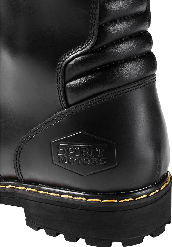 Spirit Motors Charly Redwood WP Motorradschnürstiefel – Wasserdicht – Rindsleder 42 EU Schwarz, 42 E