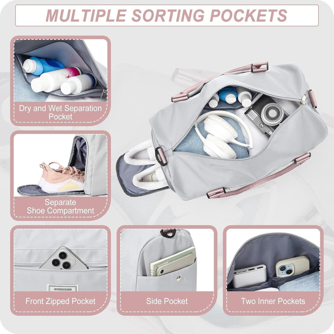 HYC00 Sport Duffel Bag Damen Handgepäck Sporttasche für Damen Herren mit Nassfach &amp; Schuhfach, Reise