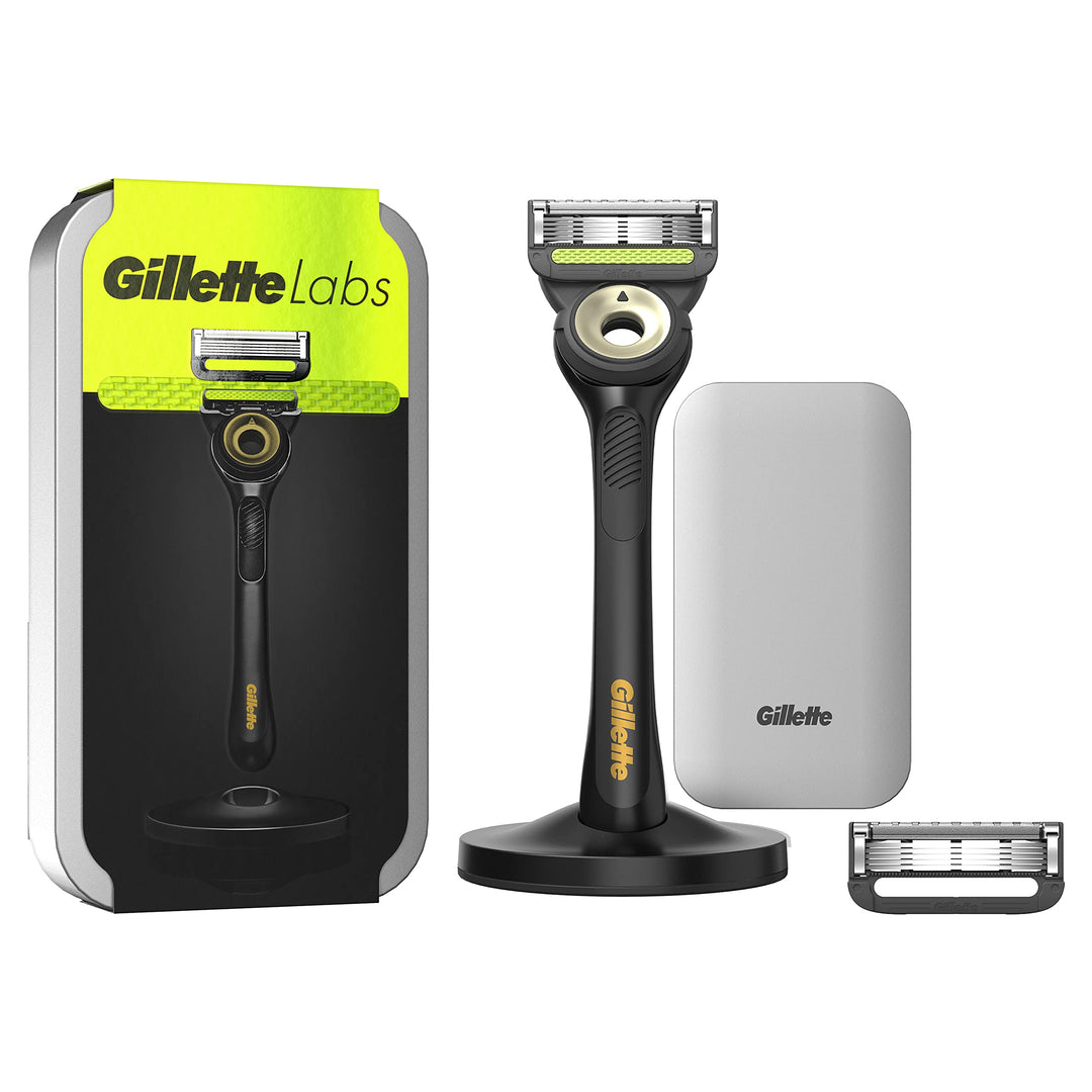 Gillette Labs Nassrasierer Herren, Rasierer mit Reinigungs-Element + Reise-Etui zur Aufbewahrung für