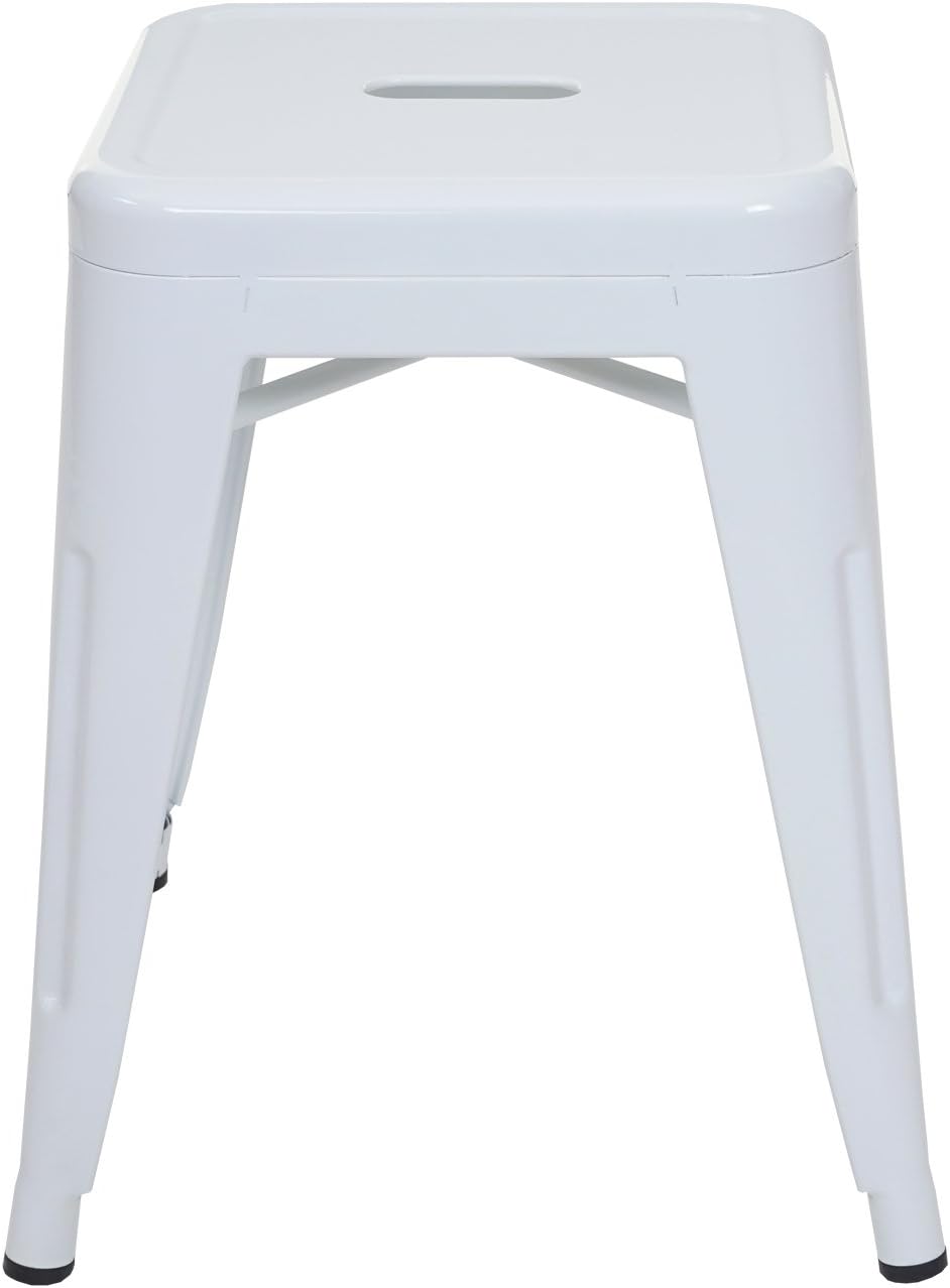 4X Hocker HWC-A73, Metallhocker Sitzhocker, Metall Industriedesign stapelbar - weiss, Weiss