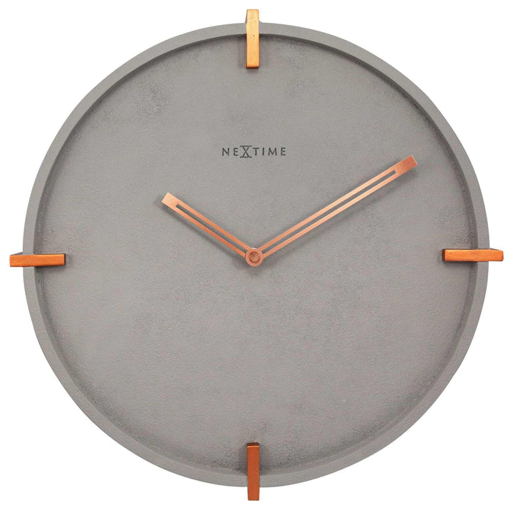 NeXtime Designer Wanduhr Beton „3515-Mohawk Wall“ Wanduhr, leises Uhrwerk, Kupferelemente, 32 cm