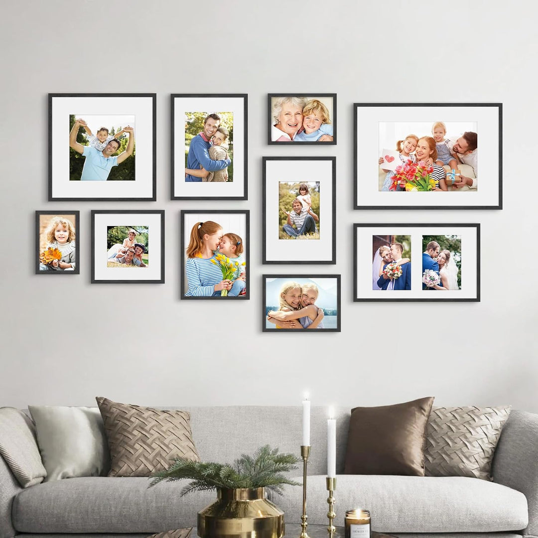 ATOBART A3 Zertifikat Bilderrahmen,Schwarzer Holz Fotorahmen mit Passepartout für A4 Druck,Posterrah