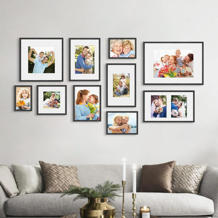 ATOBART A3 Zertifikat Bilderrahmen,Schwarzer Holz Fotorahmen mit Passepartout für A4 Druck,Posterrah
