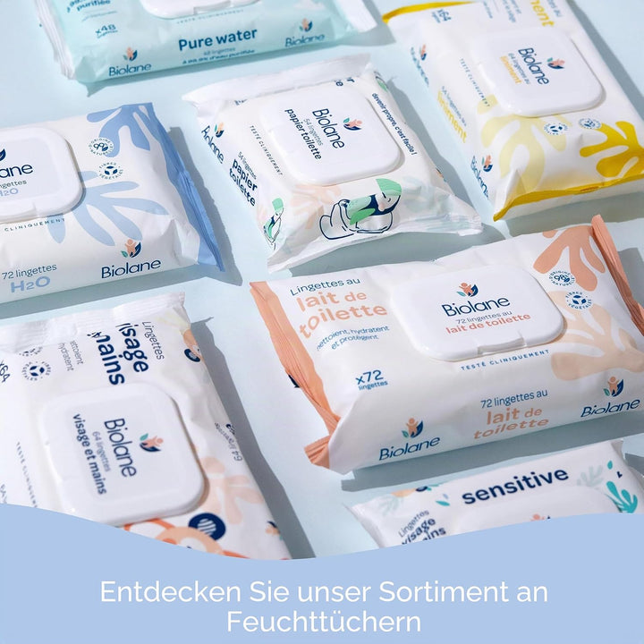 BIOLANE - Babytücher mit Wasser – 450 Tücher – 6 x 75 Stück – sanfte und effektive Reinigung – ab de